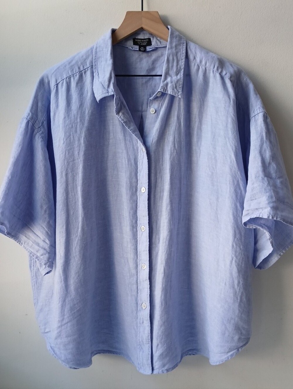 J. Crew Irish Linen Short Sleeve Shirt Blue Women's XXL